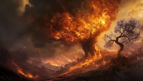 Witness a Fiery Apocalypse Where Nature and Inferno Dance Together