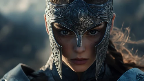 Steel-gazed warrior queen meets the coming storm with calm fire