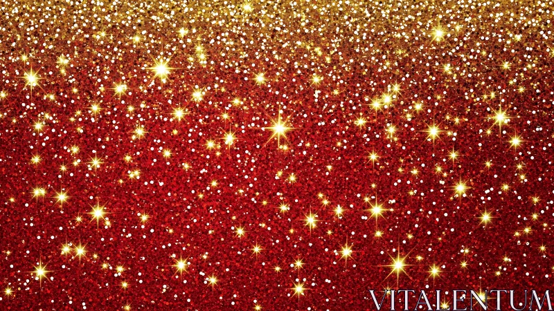 Gradated red to gold glitter field with dense bokeh star highlights