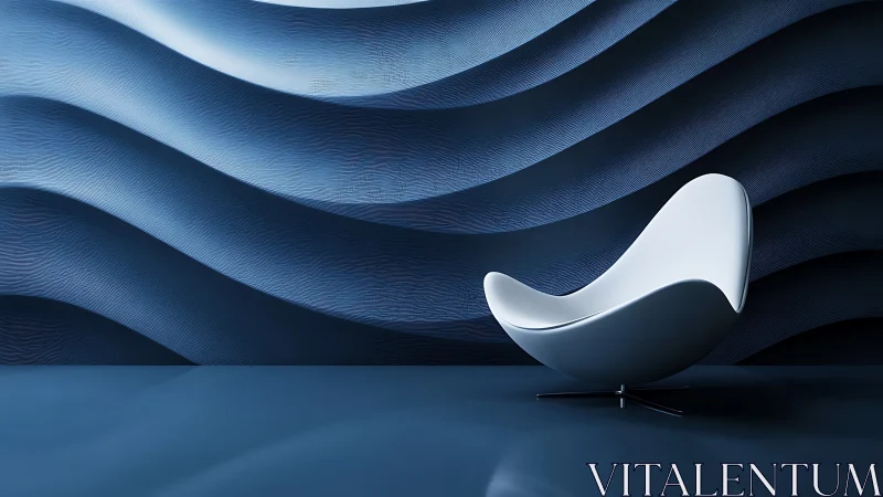 Parametric lounge shell against stratified wave wall backdrop.