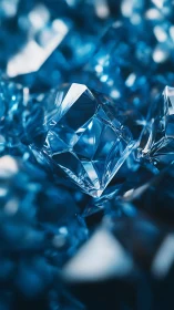 Macro photograph records angular blue crystal refractions