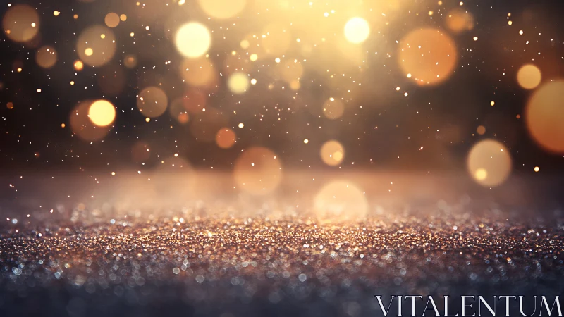 Macro bokeh glitter plane under warm defocused particulate light field