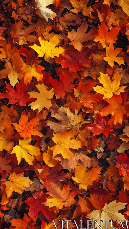 Autumn maple leaves carpet in vivid warm foliage tones.