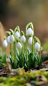 Snowdrops Blooming. Early Spring Harbingers.