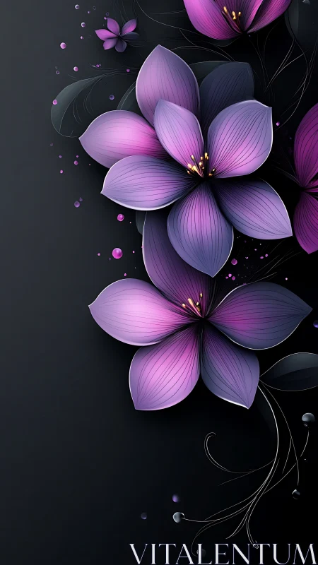 Luminous Petals Cascade Through Shadow in Orchid Dreams