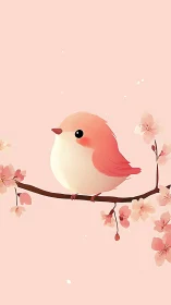 Soft-Plumaged Robin Perched Among Spring Blossoms.