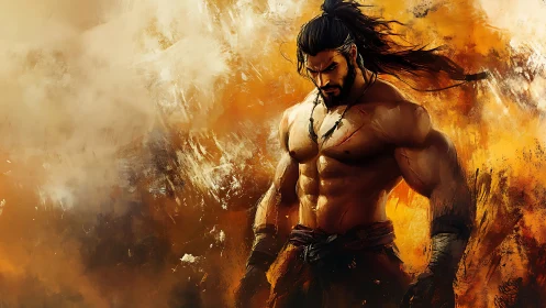 Muscular warrior study with dynamic brushwork and warm tonal contrast