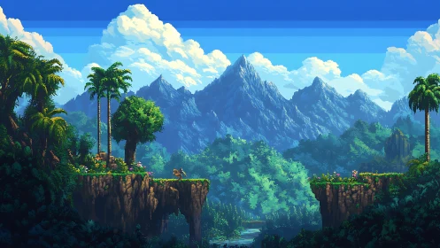 Isometric Fantasy Landscape Rendered with Layered Atmospheric Perspective and Dramatic Peaked Geolog