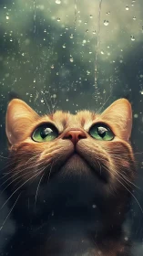 Feline Subject with Translucent Water Particles Rendered in Atmospheric Digital Painting