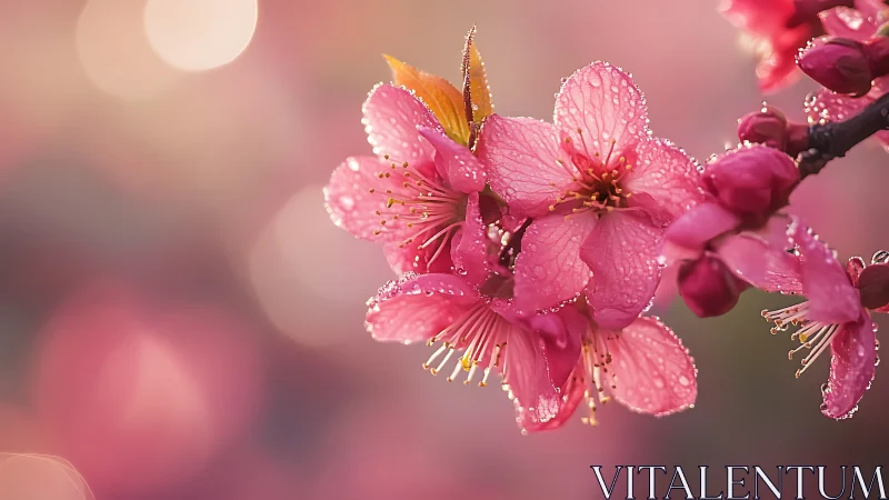 Morning Blooms With Dewdrops.
