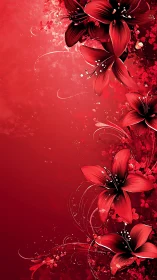 Red Flowers Digital Composition with Layered Botanical Elements
