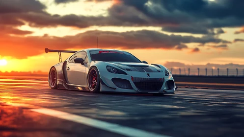 Sunset track racer glowing with sleek, confident energy.