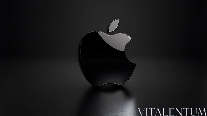 Obsidian Bite: Iconic Apple Gleams Against Midnight Void.