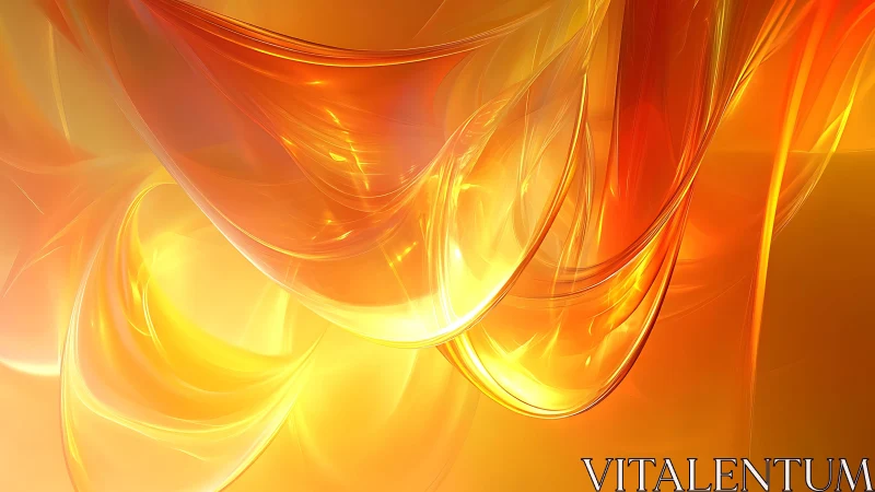 Vivid flowing orange and yellow abstract digital artwork.