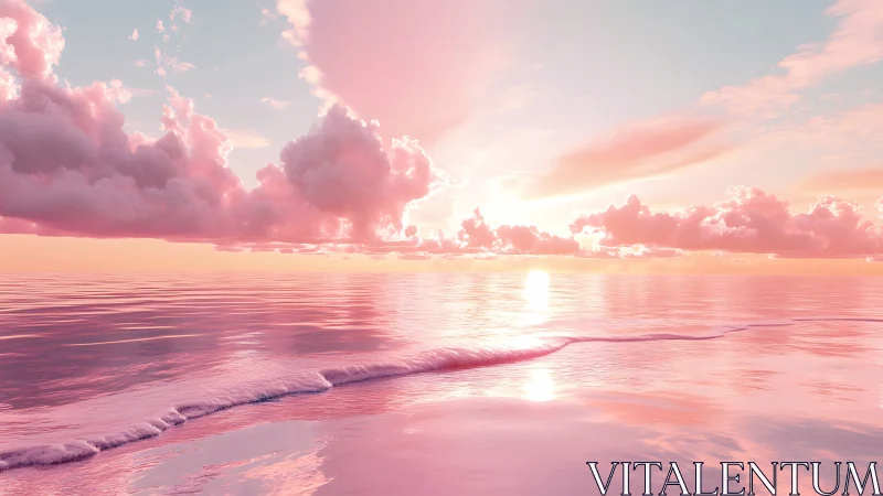 Cotton candy sunrise over a softly glowing pink sea.
