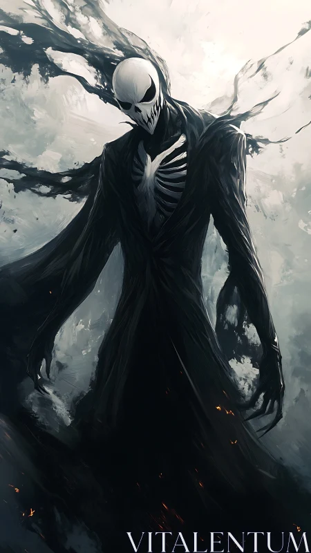 Shadow wraith towers in flowing black with skeletal grin.