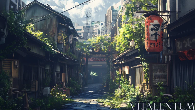 Sunlit overgrown Tokyo alleyway whispers of quiet nostalgia