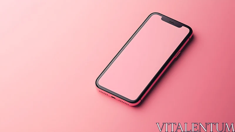 Isometric Smartphone Mockup on Gradient Pink Surface.