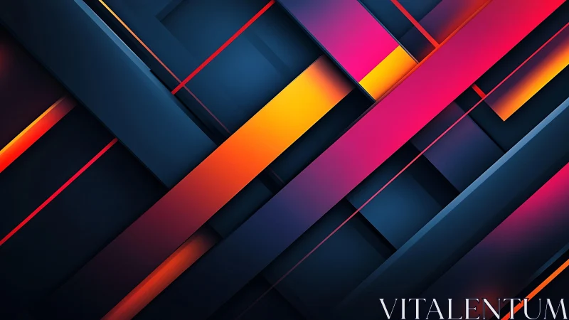Vibrant geometric abstract background with neon colors and depth.
