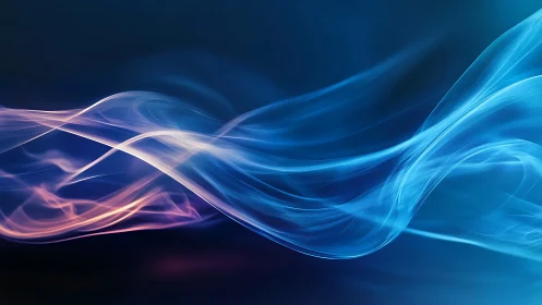 Luminous blue light waves flow across a deep digital void