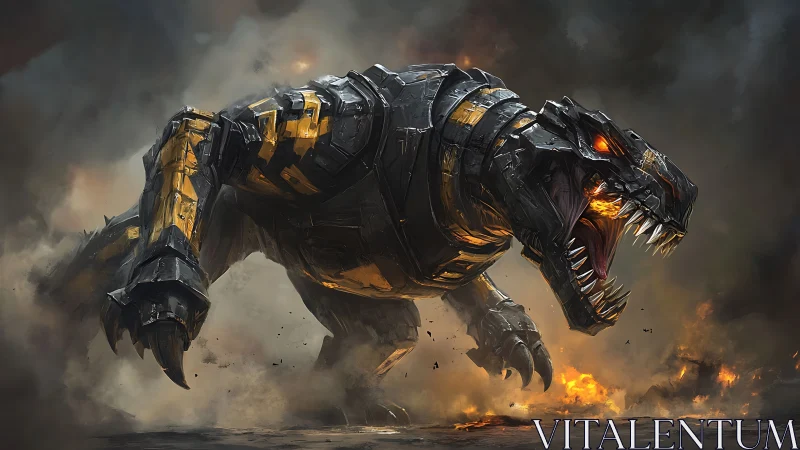 Ironclad Inferno Rex storms through the smoke-veiled ruin.