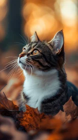 Tabby Contemplation: Where Amber Eyes Meet Autumn's Whisper