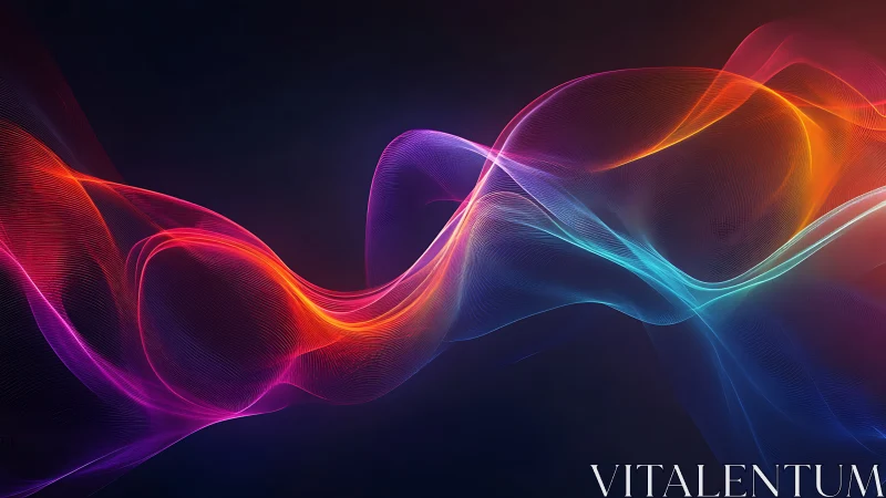 Neon spectral waveforms form luminous flowing data ribbons