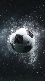 Soaring soccer ball explodes through water in dramatic motion