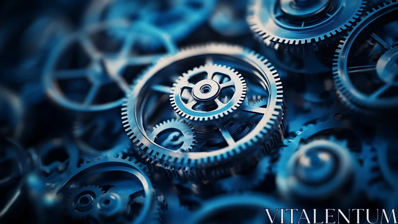 Interlocking metallic gear wheels in close mechanical configuration.