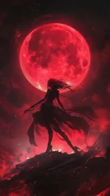 Bloodmoon revenant rises against a burning crimson sky.