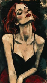 Red haired woman in quiet, soulful moment of longing.