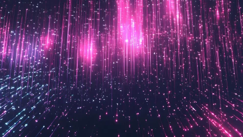 Neon pink digital rain with glowing vertical lines, futuristic style.