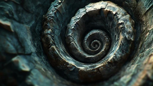 Stone spiral tunnel forms deep textured circular vortex