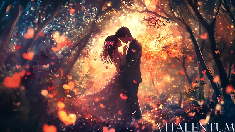 Luminous Embrace: Heart-Shaped Fireflies Celebrate Romance in Enchanted Woods