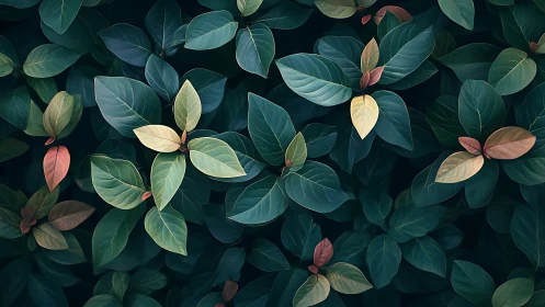 Dense foliage pattern shows layered glossy green leaves