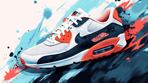 Dynamic sneaker illustration isolates Air unit and mesh detailing