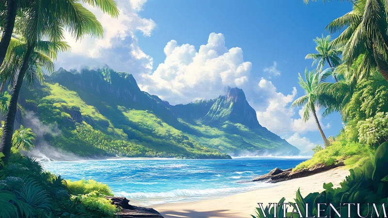 Tropical Paradise: Verdant Cliffs Meet Azure Coastal Waters.