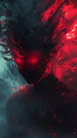 Humanoid silhouette with red energy erupting from head