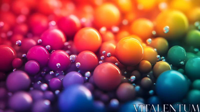 Multicolored glossy spheres with metallic droplets cluster.