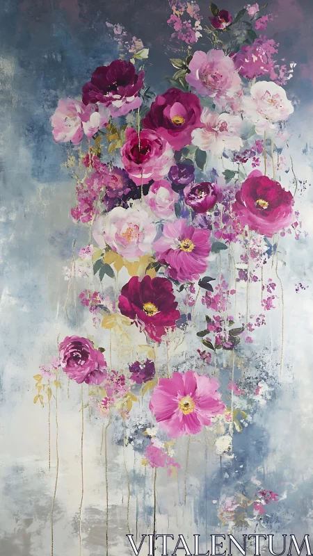 Gentle cascade of rosy blooms brightening a dreamy sky.