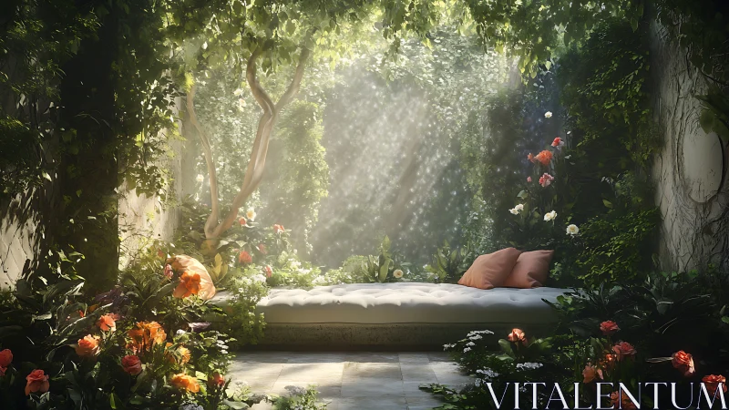 Sunlit garden bedroom lingers between forest dream and home