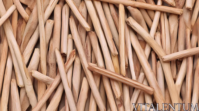 Close-up macro texture of stacked natural wooden dowel sticks