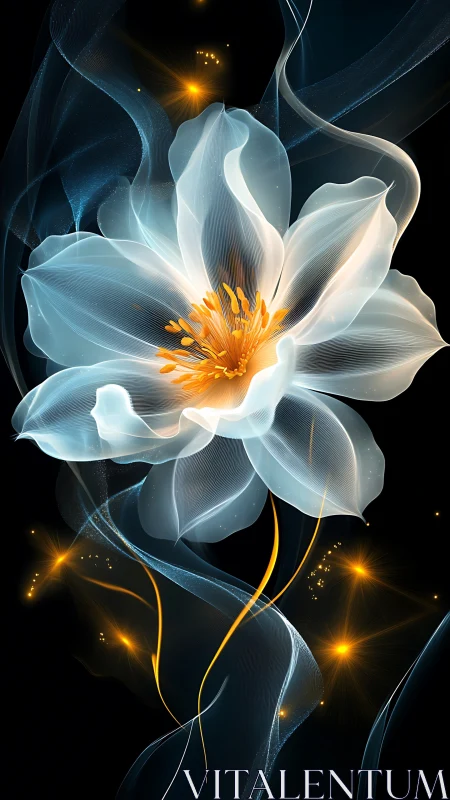 Luminescent digital flower rendered with translucent vector petals