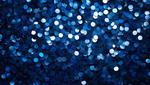 Shimmering Blue Confetti Close-Up in Abstract Artistic Style.