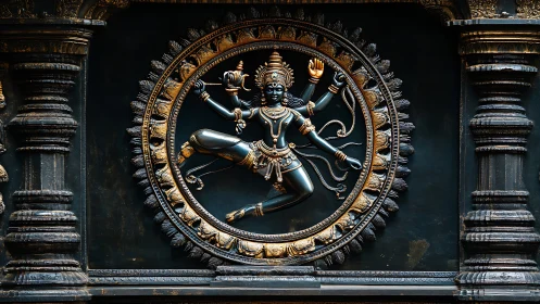 Radiant dancing deity in a graceful golden halo of light.