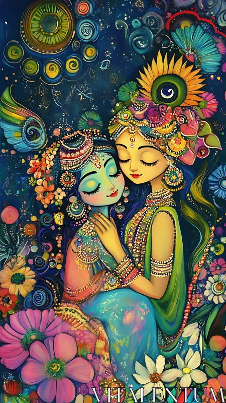 Sisters in Spiritual Bloom: Ornamental Portrait Study.