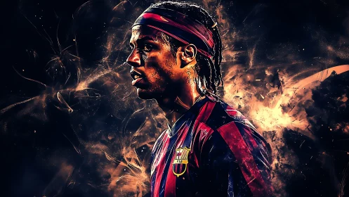 Digital painting portrait in explosive athletic composition.