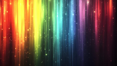 Vibrant Rainbow Light Beams with Sparkling Abstract Effect.