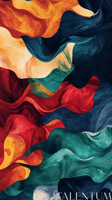 Layered chromatic currents in fluid abstract digital painting.