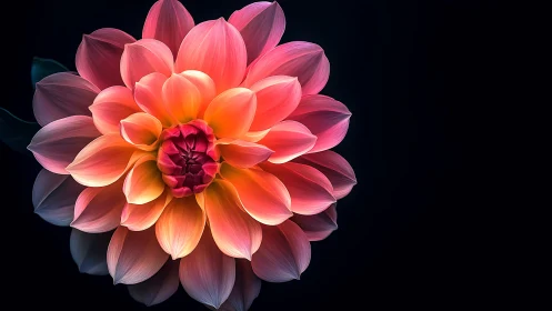 Luminous Dahlia with Radial Petal Gradient and Chiaroscuro Background.